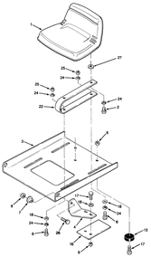 Seat Assembly Diagram and Parts List for R2-12O501 1000001 - 1999999 Toro Lawn Tractor