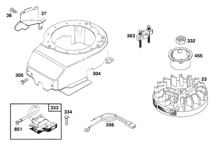 Engine Briggs & Stratton Model 127802-0640-01 Diagram and Parts List for 20442 6900001 - 6999999 Toro Lawn Mower