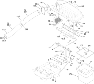 Twin Bagger And Hood Assembly Diagram and Parts List for 79330 400000000 - 406999999 Toro Lawn Tractor