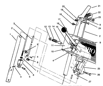 Handle Assembly Right Side Diagram and Parts List for 38054 6900001 - 6999999 Toro Snow Blower