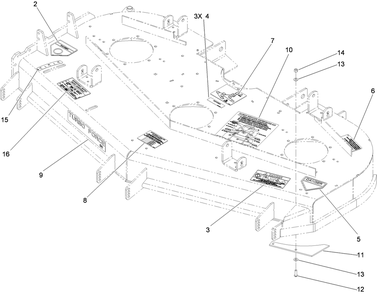 Deck Decal Assembly Diagram and Parts List for 74296 (311000001-311999999)(2011) Toro Lawn Mower