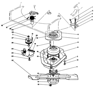 Blade Brake Clutch Assembly Diagram and Parts List for 20622C 7000001 - 7999999 Toro Lawn Mower