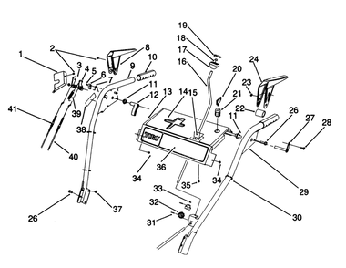 Handle Assembly Diagram and Parts List for 38574 1000001 - 1999999 Toro Snow Blower