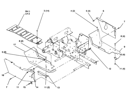 Footrests Diagram and Parts List for 73363 6900001 - 6999999 Toro Lawn Tractor