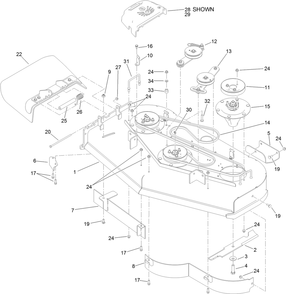 Part Location Diagram of 120-6401 Toro DECK Assembly