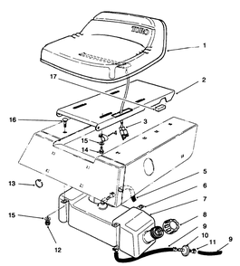 Seat & Gas Tank Assembly Diagram and Parts List for 70060 6900001 - 6999999 Toro Lawn Tractor