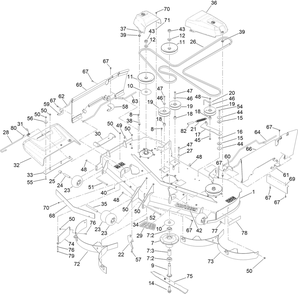 Deck Assembly Diagram and Parts List for 76635 400000000 - 415399999 Toro Lawn Tractor