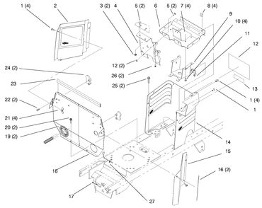 Hoodstand And Firewall Diagram and Parts List for 72064 7900001 - 7999999 Toro Lawn Tractor