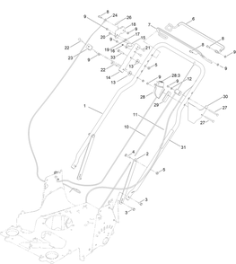 Handle Assembly Diagram and Parts List for 22232T 400000000 - 999999999 Toro Lawn Mower
