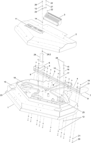 48 Inch Deck And Cover Assembly Diagram and Parts List for 2712 312000001 - 312999999 Toro Lawn Tractor Accessories