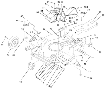 Housing Assembly Diagram and Parts List for 22171 9900001 - 9999999 Toro Lawn Mower