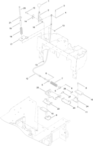Brake Handle And Bracket Assembly Diagram and Parts List for 22342HA 400000000 - 411759999 Toro Lawn Tractor Accessories