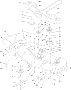 60 Inch Deck Assembly Diagram and Parts List for 44430 413000000 - 999999999 Toro Lawn Mower