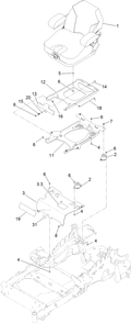 Seat Mount Assembly Diagram and Parts List for 74930 316000001 - 316999999 Toro Lawn Tractor