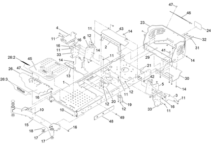 Frame Assembly Diagram and Parts List for 74875 400000000 - 411899999 Toro Lawn Tractor