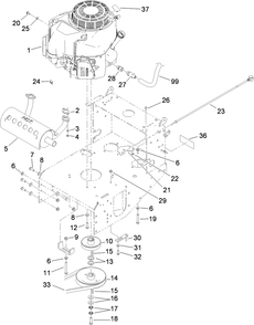 Engine And Exhaust Assembly Diagram and Parts List for 39934 (310000001-310999999)(2010) Toro Lawn Mower