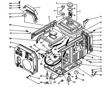 Fuel Tank & Cover Assembly Diagram and Parts List for 62005 5000001 - 5999999 Toro Generator