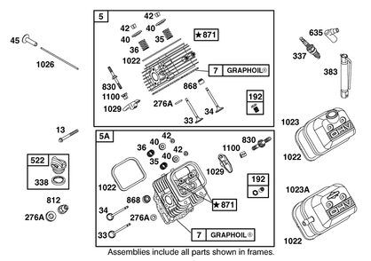 Cylinder Head And Cover Assembly Diagram and Parts List for 12003 220000001 - 220999999 Toro Lawn Tractor