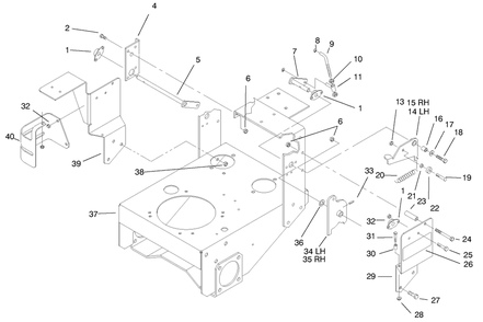 Pivot & Linkage Diagram and Parts List for 30188 7900001 - 7999999 Toro Lawn Tractor Accessories