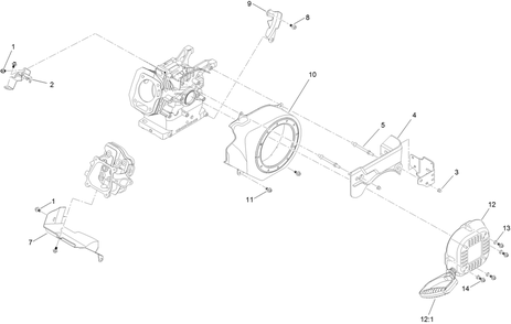 Blower Housing And Shrouds Assembly Diagram and Parts List for 36002 409000000 - 412999999 Toro Snow Blower