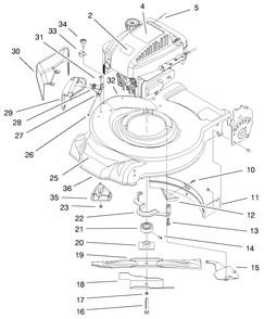 Engine & Blade Assembly Diagram and Parts List for 20060 9900001 - 9999999 Toro Lawn Mower