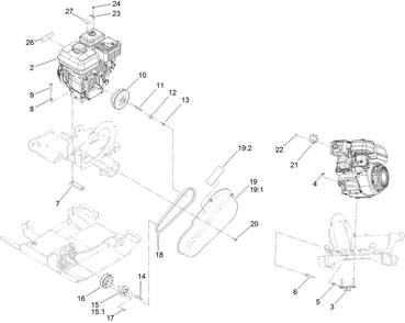 Engine Assembly Diagram and Parts List for 68027 402300000 - 404319999 Toro Lawn Tractor