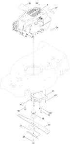 Engine And Blade Assembly Diagram and Parts List for 21564 413000000 - 999999999 Toro Lawn Mower