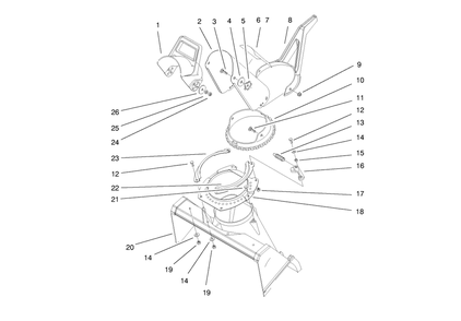 Discharge Chute Assembly Diagram and Parts List for 38417 8900001 - 8999999 Toro Snow Blower