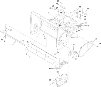 Main Frame Assembly Diagram and Parts List for 36002 409000000 - 412999999 Toro Snow Blower