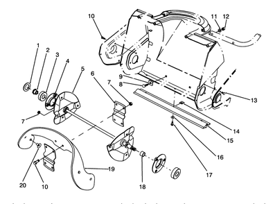 Auger Assembly Diagram and Parts List for 38176 4900001 - 4999999 Toro Snow Blower