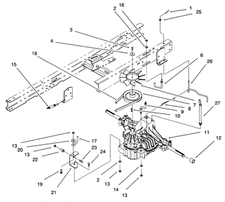 Hydro Transaxle Assembly Diagram and Parts List for 71217 6900001 - 6999999 Toro Lawn Tractor