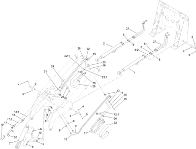 Loader Arm Hydraulic Assembly Diagram and Parts List for 22324 407960000 - 409359999 Toro Lawn Tractor Accessories