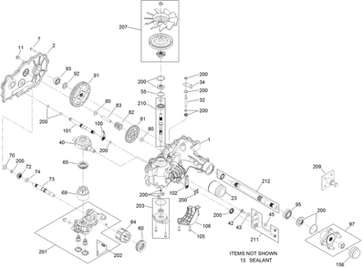 Lh Transaxle Assembly Diagram and Parts List for 74141TE (312000001-312999999)(2012) Toro Lawn Mower