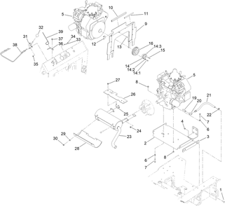 Engine, Exhaust And Control Lever Assembly Diagram and Parts List for 22322 407400000 - 407999999 Toro Lawn Tractor Accessories