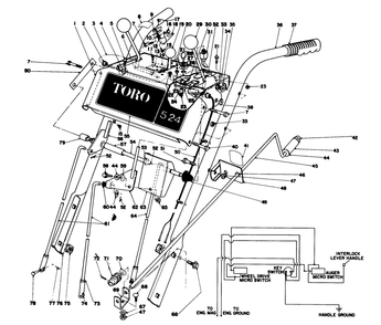 Handle Assembly Diagram and Parts List for 38050 9000001 - 9999999 Toro Snow Blower