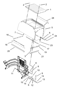 Hood Assembly Diagram and Parts List for 74213 (230006001-230999999)(2003) Toro Lawn Mower