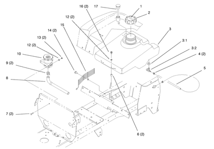 Fuel Tank And Hydro Reservoir Diagram and Parts List for 72064 8900600 - 8999999 Toro Lawn Tractor
