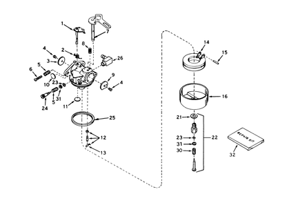 Carburetor No. 632107 Diagram and Parts List for 38052 7000001 - 7999999 Toro Snow Blower