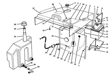Hood, Fuel Tank & Hydraulic Reservoir Assembly Diagram and Parts List for 30610 591300 - 599999 Toro Lawn Tractor