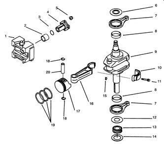 Piston/Crankshaft Diagram and Parts List for 30165 5900001 - 5999999 Toro Lawn Tractor Accessories