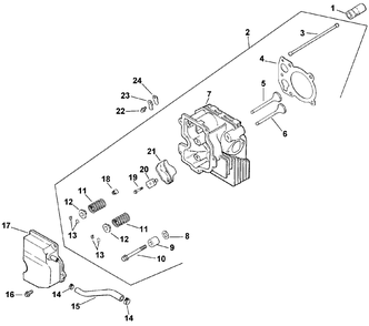 Cylinder Head, Valves And Breather Diagram and Parts List for 30177 890001 - 899999 Toro Lawn Tractor Accessories