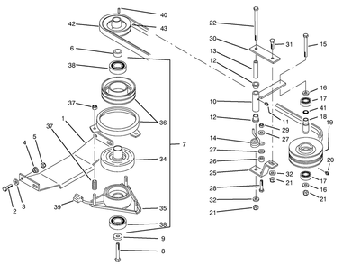 Pto Electric Clutch & Drive Assembly Diagram and Parts List for 74101 590001 - 599999 Toro Lawn Tractor