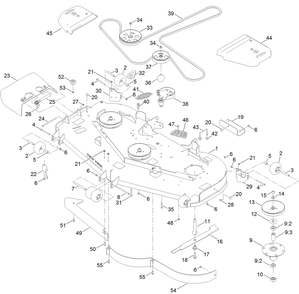 Deck Assembly Diagram and Parts List for 72928 400000000 - 412799999 Toro Lawn Tractor