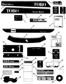 Decals Diagram and Parts List for 31-10K802 1000001 - 1999999 Toro Lawn Tractor
