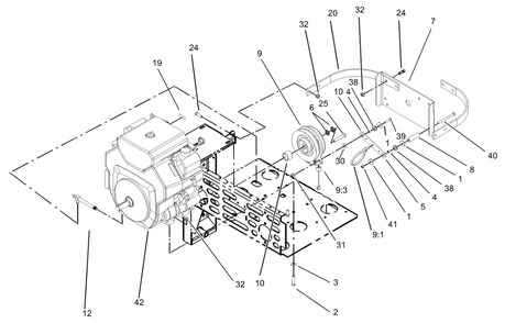 Clutch Assembly Diagram and Parts List for 74231 (230006001-230999999)(2003) Toro Lawn Mower
