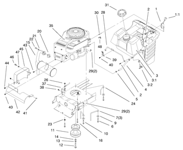 Engine Components Assembly Diagram and Parts List for 71221 9900001 - 9999999 Toro Lawn Tractor