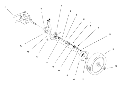 Rear Axle Assembly Diagram and Parts List for 20442 6900001 - 6999999 Toro Lawn Mower