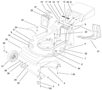 Deck Assembly Diagram and Parts List for 20803 9900001 - 9999999 Toro Lawn Mower