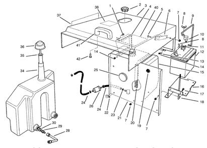 Hood, Fuel Tank & Hydraulic Reservoir Assembly Diagram and Parts List for 30612 790001 - 799999 Toro Lawn Tractor