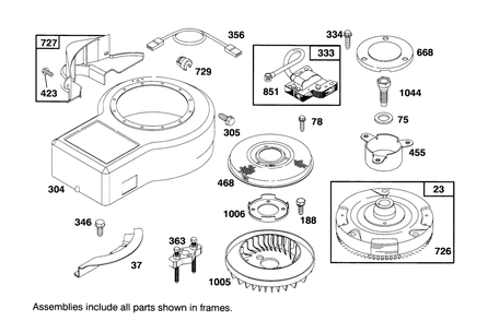Engine Briggs & Stratton Model 286707-0453-01 Diagram and Parts List for 71184 6900001 - 6999999 Toro Lawn Tractor